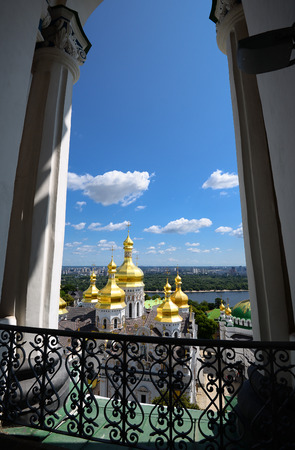 View from the window on Lavra and Assumption Church, Kiev, Ukraineの写真素材