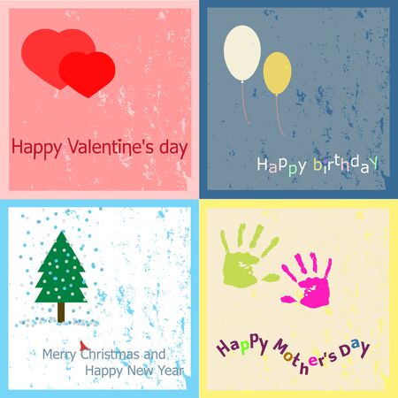 Cute greeting card for birthday, Saint. Valentine's Day and New Yearのイラスト素材