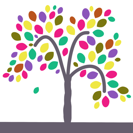 Tree with colorful leaves isolated on white backgroundのイラスト素材