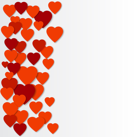 Bright red paper hearts vector background. Vector hearts collage isolated. Wedding, anniversary, birthday, Valentine's day, party Design for banner, poster, card, invitation, placard, brochure, flyer.のイラスト素材