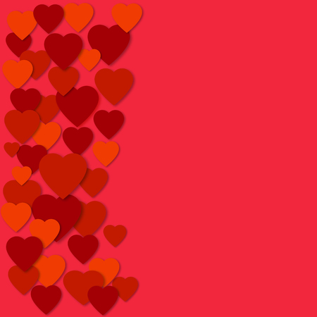 Bright pink and red paper hearts vector background. Vector hearts collage. Wedding, anniversary, birthday, Valentine's day, party Design for banner, poster, card, invitation, placard, brochure, flyer.のイラスト素材
