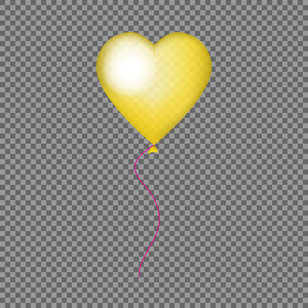 Glossy Golden Heart Balloon Isolated Icon For Wedding Anniversary