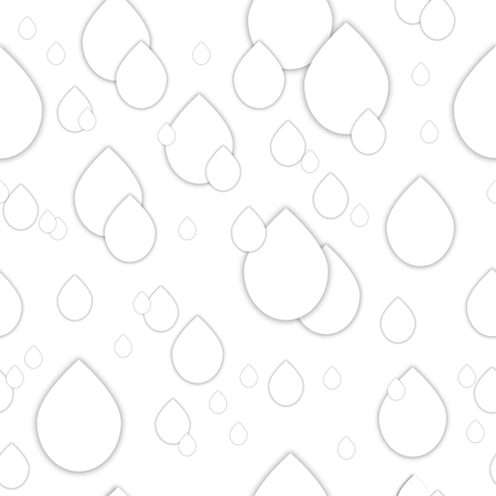 Seamless 3d pattern. Paper water drops and soft shadow. White background. Vector paper water drops collage. Geometric design for banner, cover, brochure, flyer, template.のイラスト素材