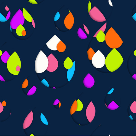 Seamless 3d pattern in trendy paper art style. Colorful drops of paint collage background. Abstract Geometric design for banner, cover, brochure, template. No visible mesh bordersのイラスト素材