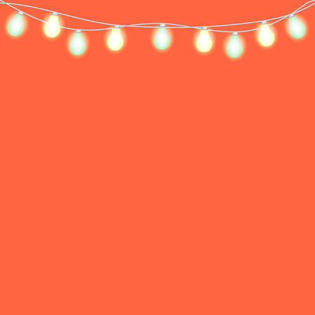 Set of overlapping, glowing string lights. Christmas glowing lights. Garlands, Christmas decorations. Glowing lights for Party, Holiday, New Year, birthday or greeting card design. Template mock upのイラスト素材