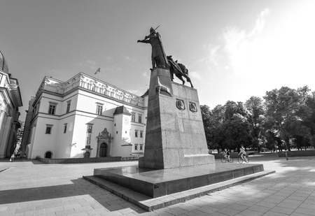 Vilnius, Lithuania - August 12, 2017: The monument to Grand Duke Gediminas who famously founded Vilnius in 1323 and who was also Grand Duke of Lithuania, Vilnius, Lithuaniaのeditorial素材