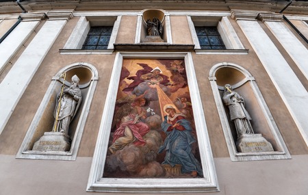 Ljubljana, Slovenia - May 20, 2018: Ljubljana Cathedral or St. Nicholas's Church stands at Cyril and Methodius Square, Ljubljana, Sloveniaのeditorial素材
