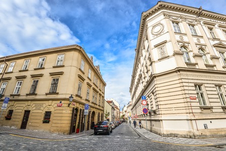 Prague, Czech Republic - October 11, 2017: Restaurant Stoletï¿½ is situated in the historical centre of Prague, at the intersection of Karolï¿½ny Svetlï¿½ Street and Konviktskï¿½ Street, Prague, Czech Republicのeditorial素材