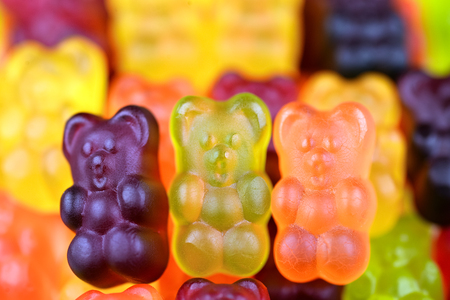 Bright jelly bears background. Close up. Candy background.の写真素材