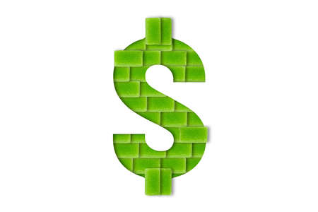 Candy or sweets alphabet isolated on white background. Latin Food alphabet. Letter S made from green candies or dollar sign or peso sign .の写真素材