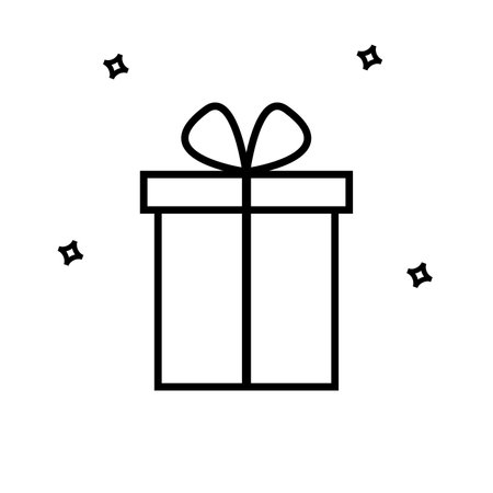 Simple elegant outline gift icon. Gift symbol vector sign isolated on white background for birthday or celebrarion conceptのイラスト素材