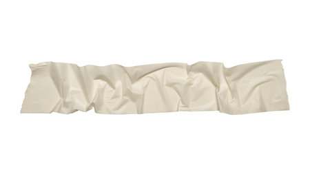 White paper construction scotch, shiny sticky strip of stationery tape, self-adhesive tape isolated on white background. Banner with copy space.の写真素材