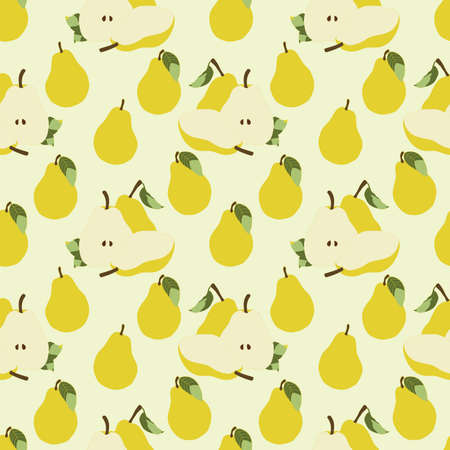 Ripe yellow Pears seamless patternのイラスト素材