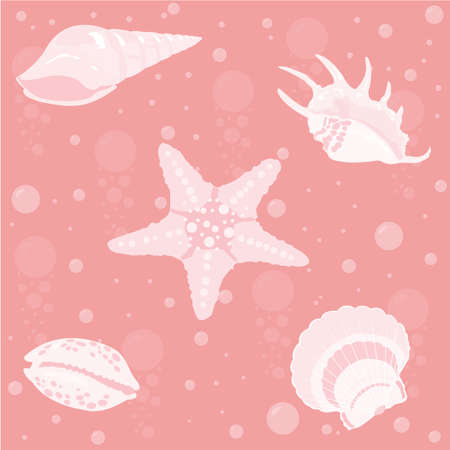 sea shells and bubbles seamless patternのイラスト素材