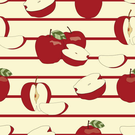 red apples and stripes seamless patternのイラスト素材