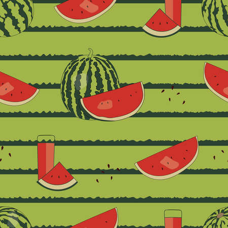 Watermelon and stripes seamless patternのイラスト素材