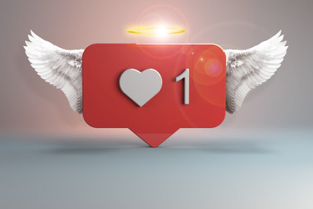 Send message to friends, social media icon, message balloon, add a new friend and likeの写真素材