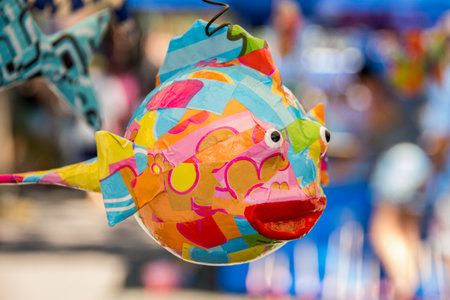 Handcraft of colorful fish made of paperのeditorial素材