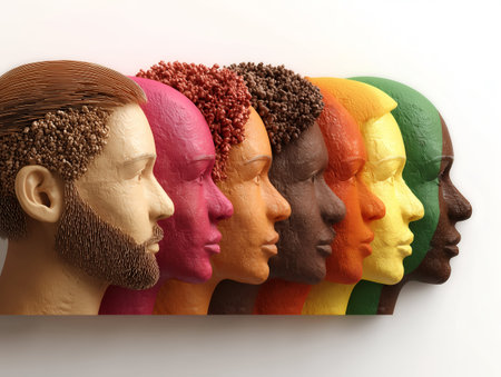 Colorful sculpture representing human diversity, inclusion, and cultural unityの素材