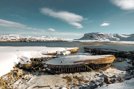 Shipwreck in Teriberkaの写真素材