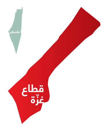 Simplified map of the Gaza Strip with Arabic for "Gaza Strip". Isolated vector file.のイラスト素材