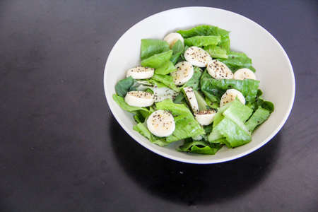 Homemade romaine lettuce salad with banana salad.の写真素材