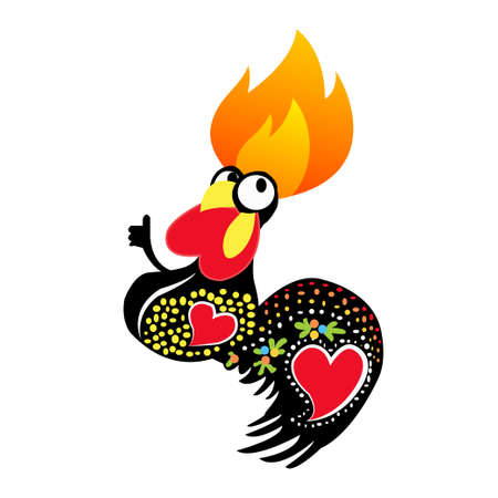 black Portuguese chicken picking up its thumbのイラスト素材