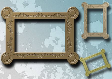 Group of photo frames with floral backgroundの写真素材