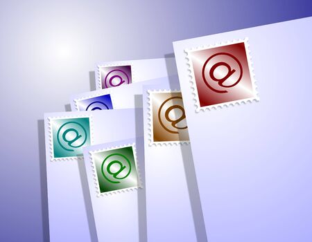 At sign as a post stamp on white lettersの写真素材