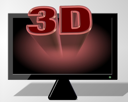 Three dimensional sign coming out from television screen