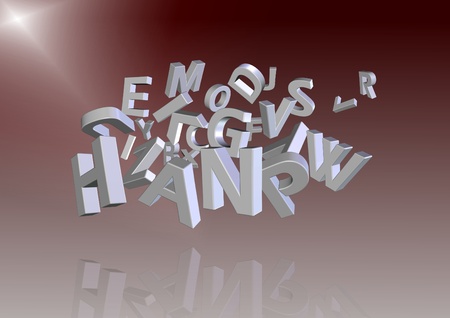 Three dimensional group of letters suspended in the airの写真素材