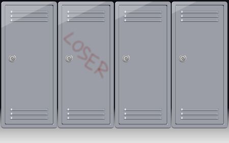 a word loser written on one school lockerの写真素材