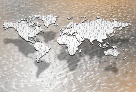a map of the world filled with a binary codeの写真素材