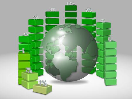 a business chart designed in a semi-circle surrounding earthの写真素材