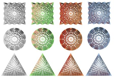 a collection of 3d design elements in different colorsの写真素材