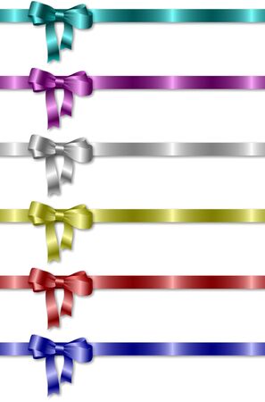 a collection of silk ribbons in different colorsの写真素材