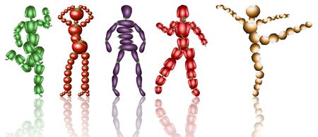 collection of shapes of people made from vegetablesの写真素材