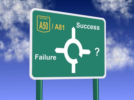 a road sign showing directions to failure and successの写真素材