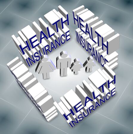 a family surrounded and protected by health insuranceの写真素材