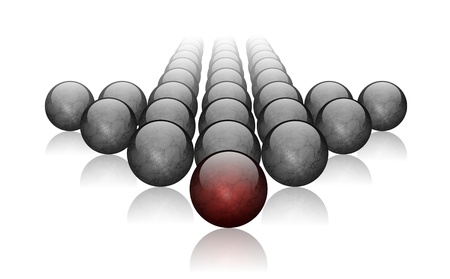 a group of gray shiny stone spheres forming an arrow shapeの写真素材