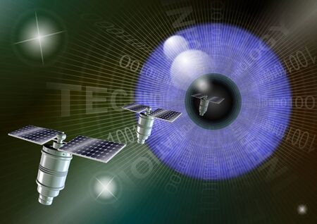 an abstract illustration of a human eye and digital information technologyの写真素材
