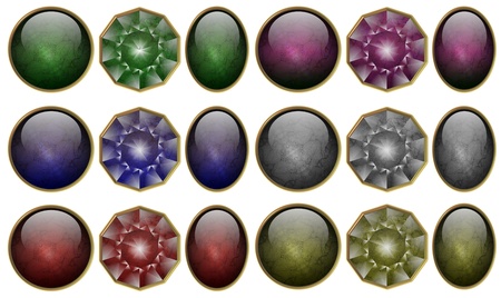 a collection of round oval and diamond precious stones shapes in six different colorsの写真素材