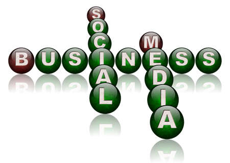 words social media and business arranged as a crossword puzzleの写真素材