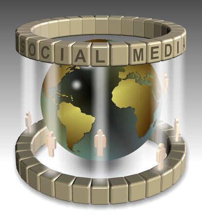 A 3D illustration of a global social media networkの写真素材