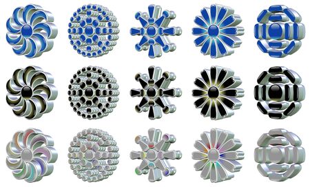 Set of 3d design elements shaped as abstract iconsの写真素材