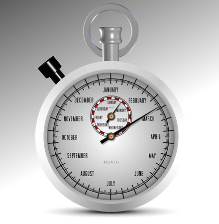 An illustration of a white stopwatch showing months and daysの写真素材