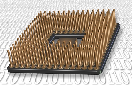 An illustration of a microprocessor and binary code in the backgroundの写真素材