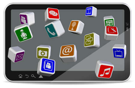 A group of different application icons coming from tablet PCの写真素材