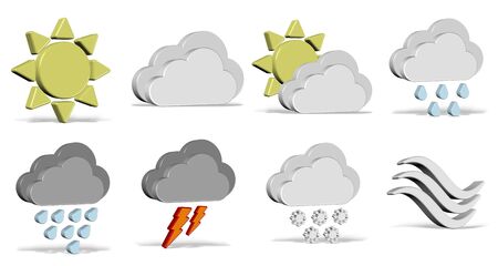 A collection of different 3d weather iconsの写真素材