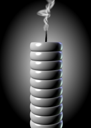 3d illustration of white candle just put out and still smokingの写真素材